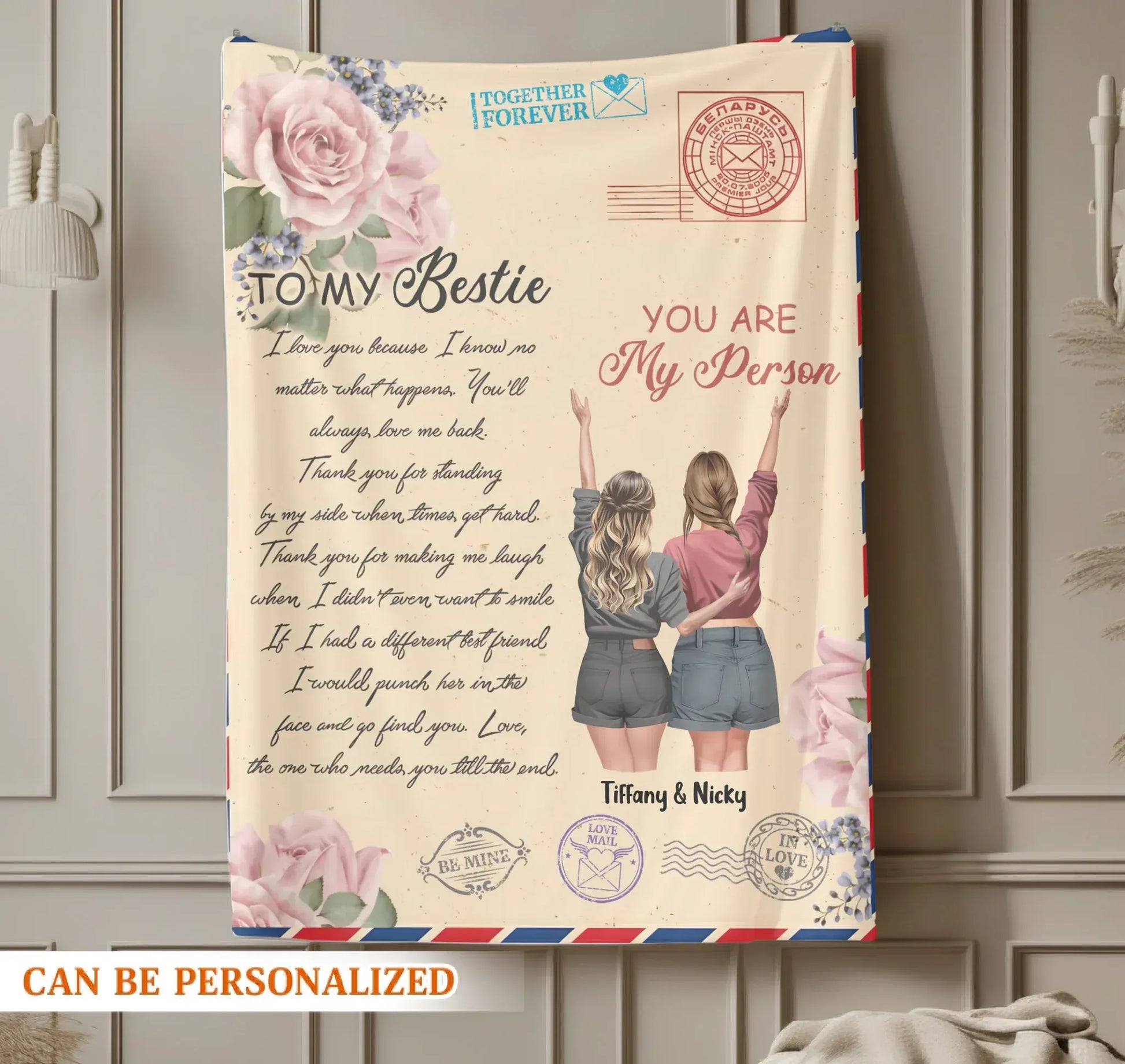 A Sweet Hug In A Blanket For Your Favorite Person - Personalized Besties Friendship Custom Blanket