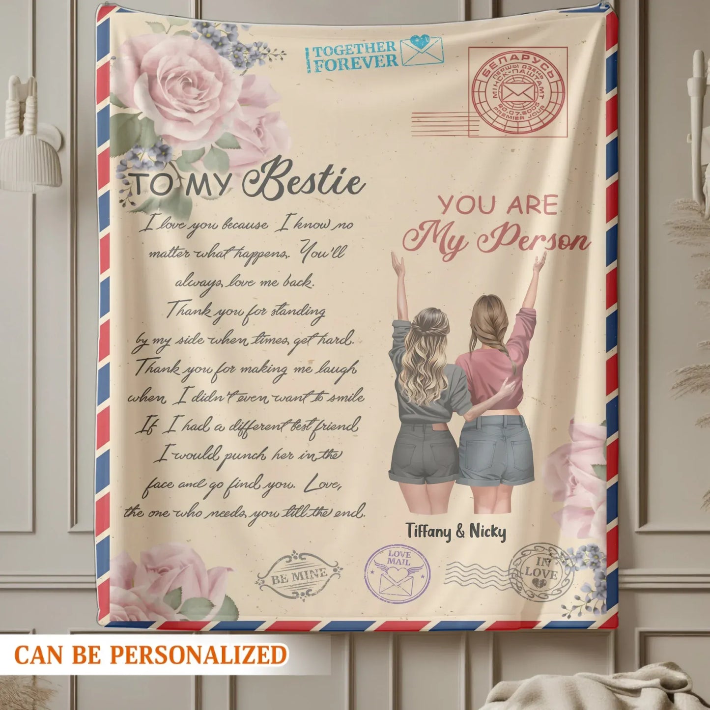 A Sweet Hug In A Blanket For Your Favorite Person - Personalized Besties Friendship Custom Blanket