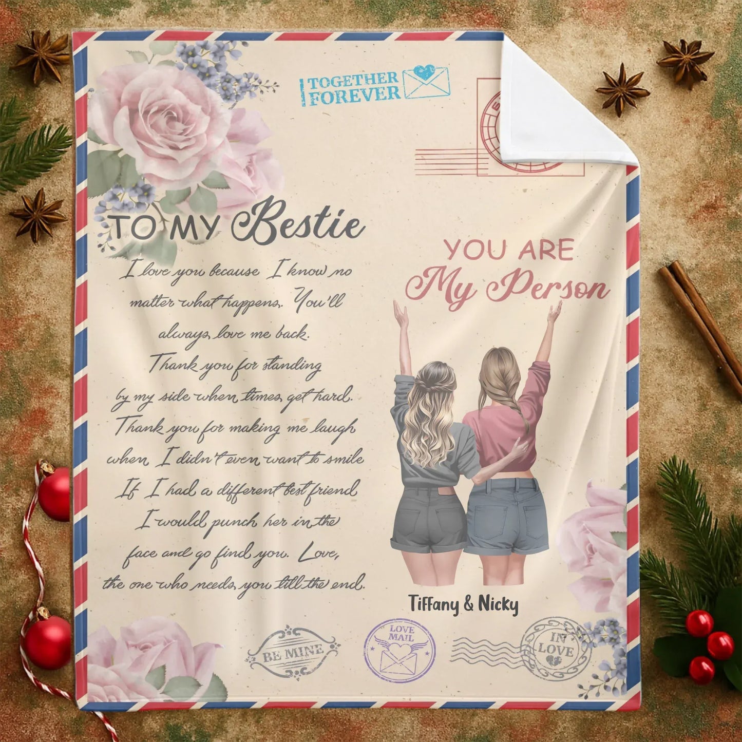 A Sweet Hug In A Blanket For Your Favorite Person - Personalized Besties Friendship Custom Blanket