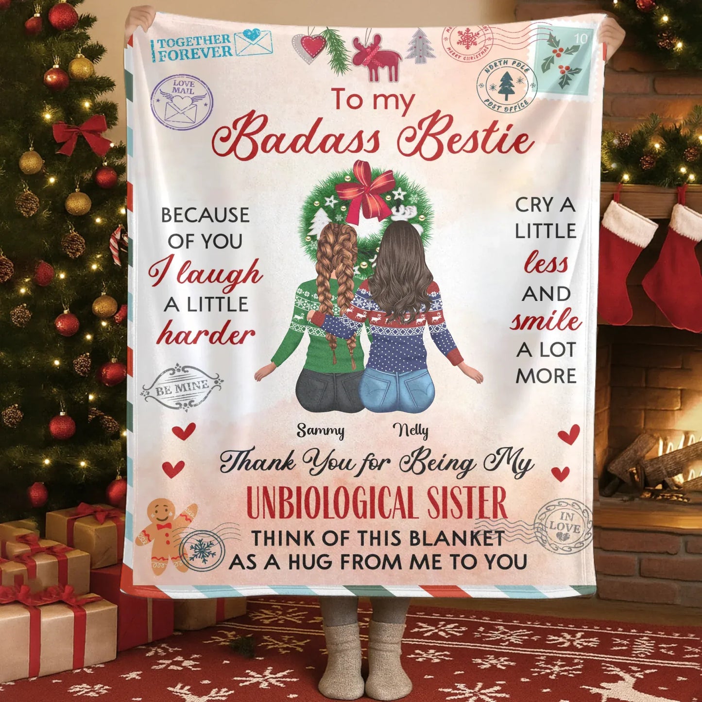 Thank You For My Being Unbiological Sister - Personalized Besties Friendship Custom Blanket