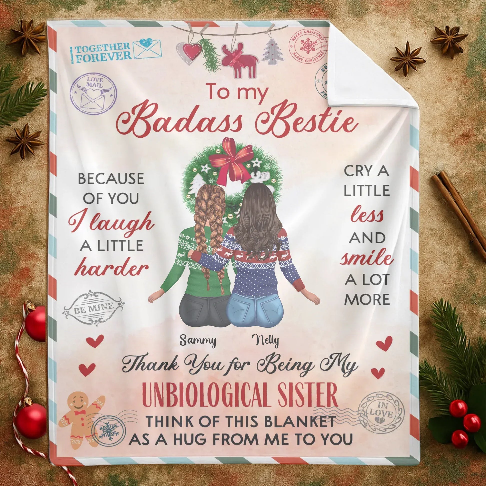 Thank You For My Being Unbiological Sister - Personalized Besties Friendship Custom Blanket