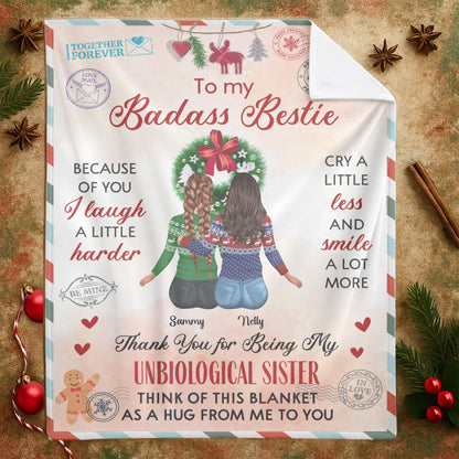 Thank You For My Being Unbiological Sister - Personalized Besties Friendship Custom Blanket
