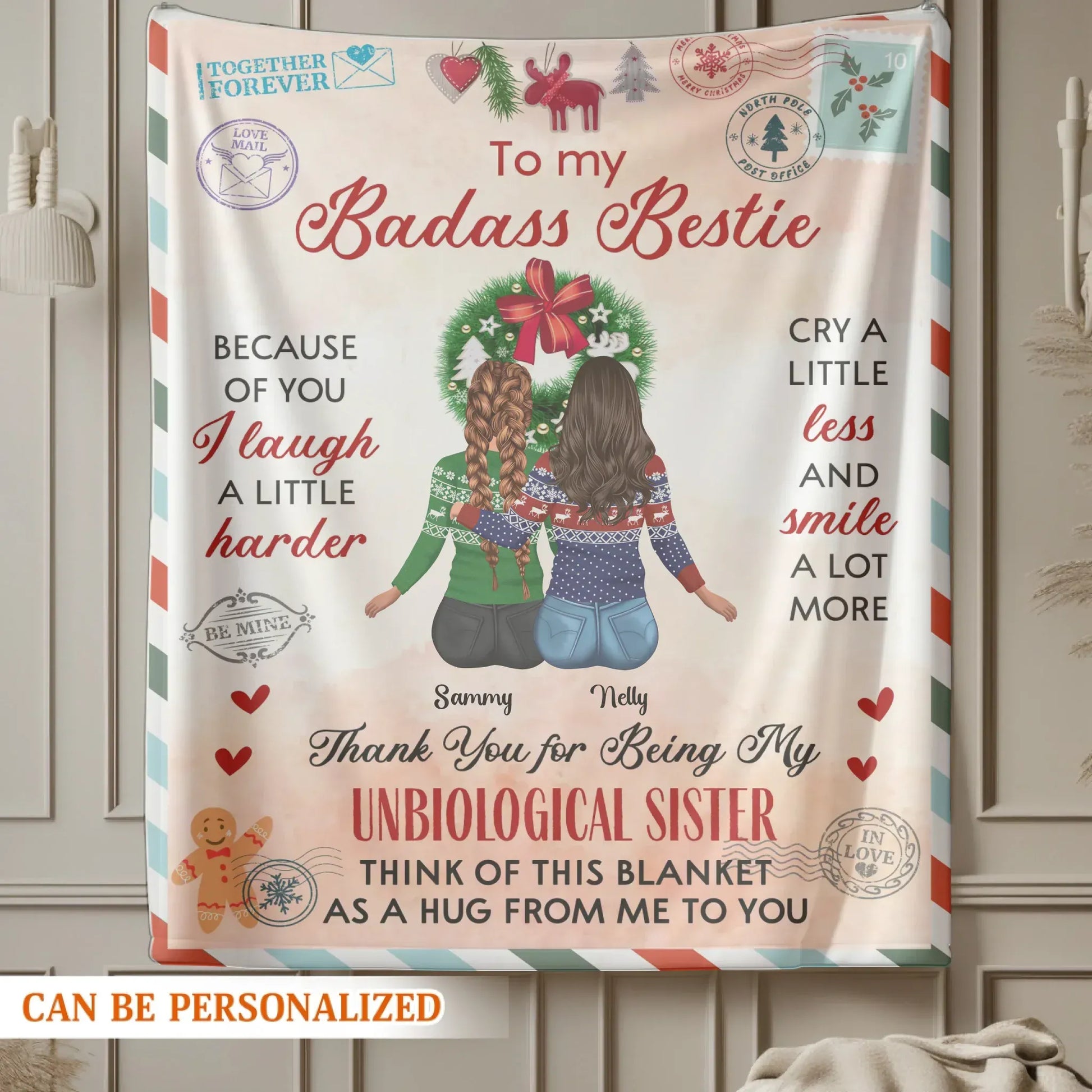Thank You For My Being Unbiological Sister - Personalized Besties Friendship Custom Blanket