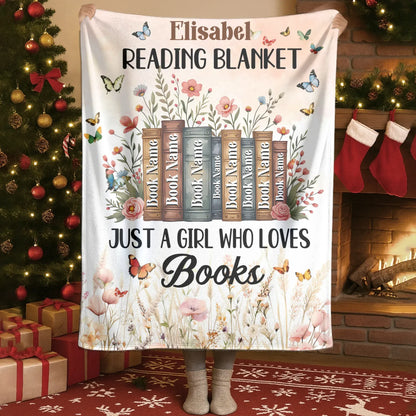 Blanket - Thanh Dang / White / 30x40in / 76x101cm Just A Girl Who Loves Books - Personalized Books Lovers Custom Blanket