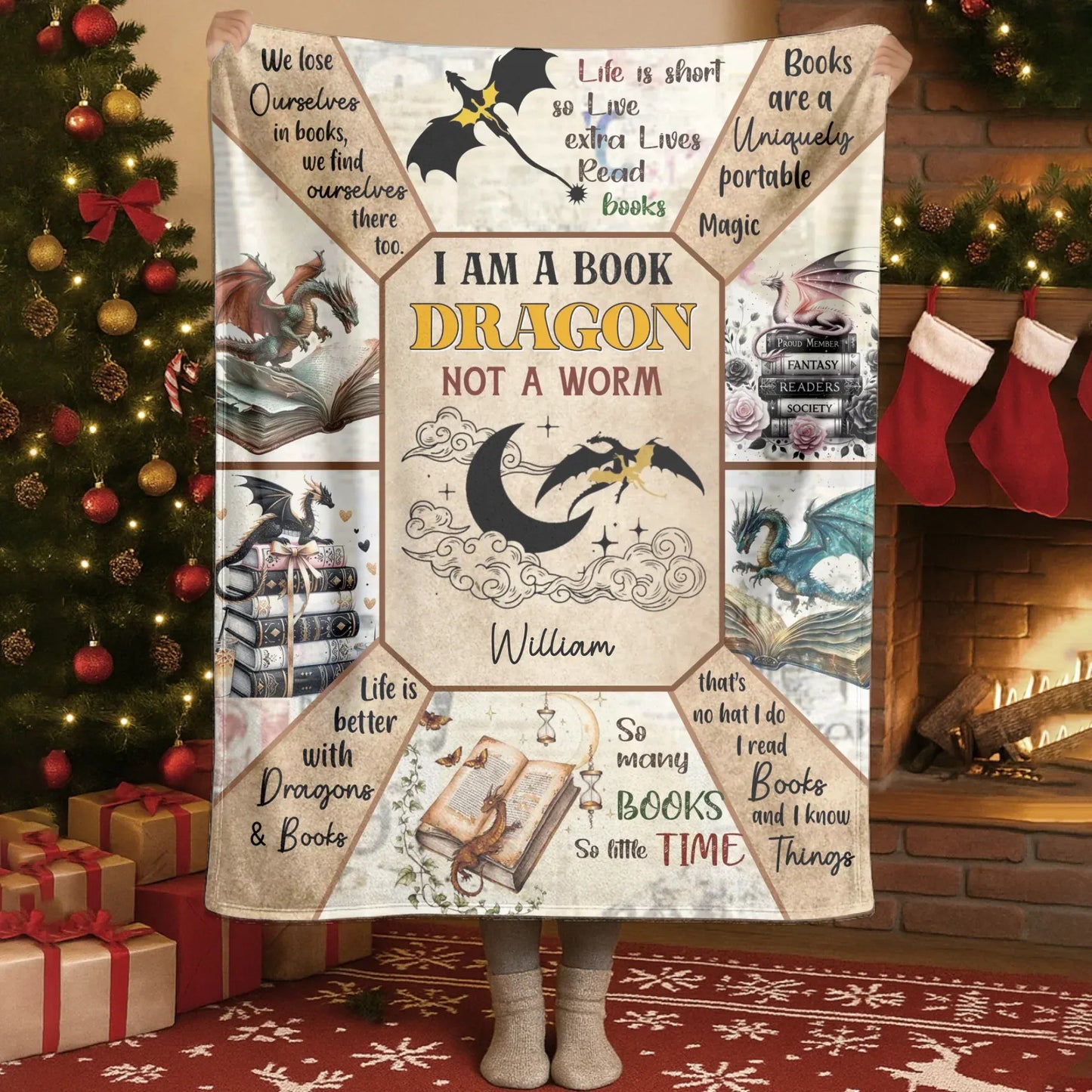 Blanket - Thanh Dang / White / 30x40in / 76x101cm I Am A Book Dragon Not A Worm - Personalized Books Lover Custom Blanket