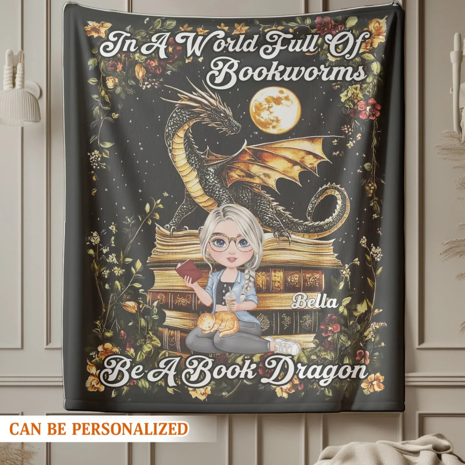 In A World Full Of Bookworms - Personalized Books Lovers Custom Blanket
