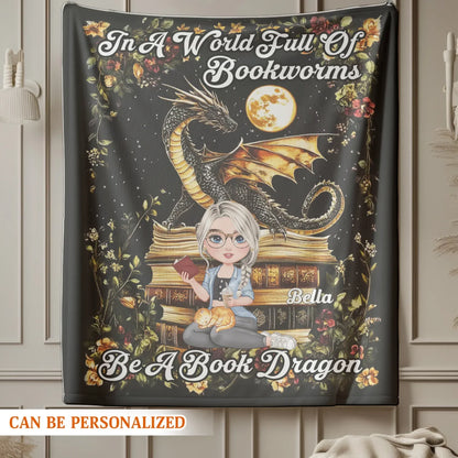 In A World Full Of Bookworms - Personalized Books Lovers Custom Blanket