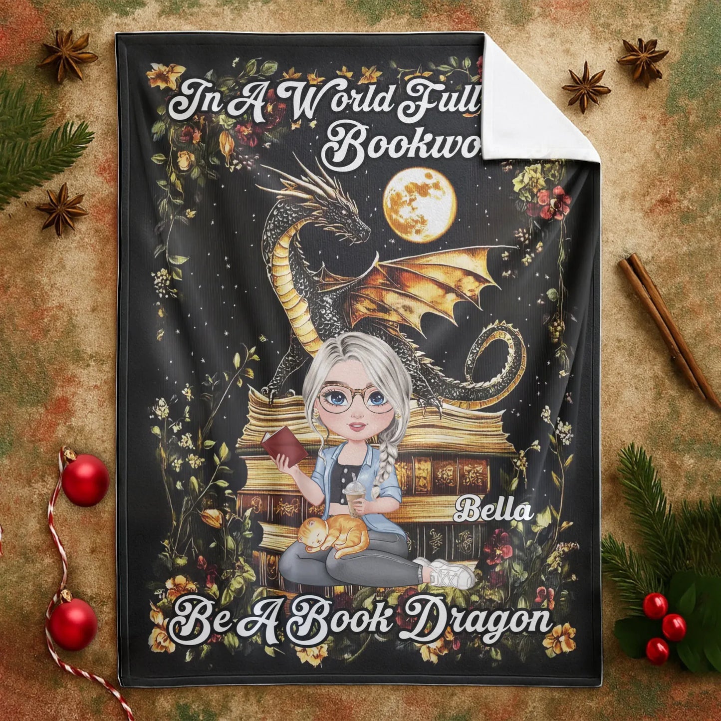 In A World Full Of Bookworms - Personalized Books Lovers Custom Blanket