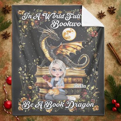In A World Full Of Bookworms - Personalized Books Lovers Custom Blanket