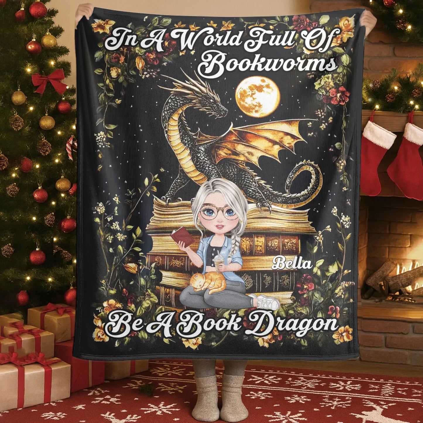 In A World Full Of Bookworms - Personalized Books Lovers Custom Blanket