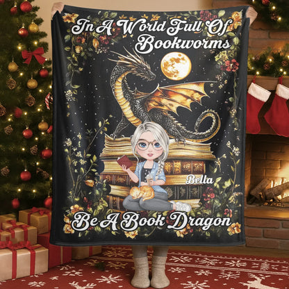 In A World Full Of Bookworms - Personalized Books Lovers Custom Blanket