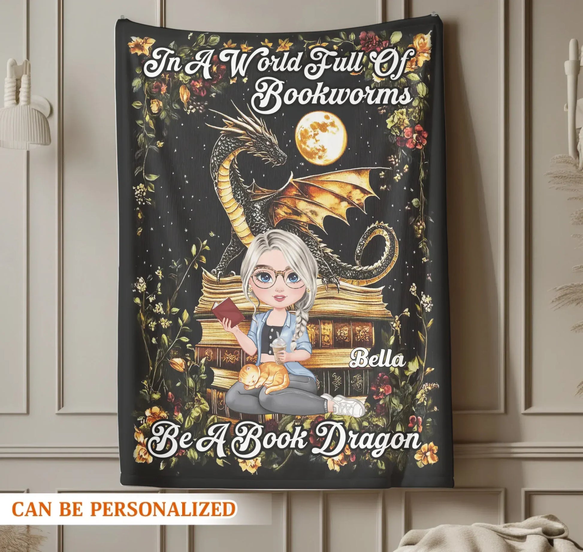 In A World Full Of Bookworms - Personalized Books Lovers Custom Blanket