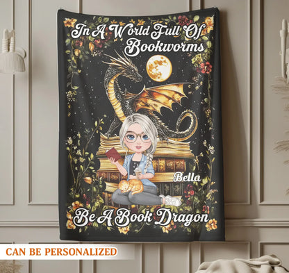 In A World Full Of Bookworms - Personalized Books Lovers Custom Blanket