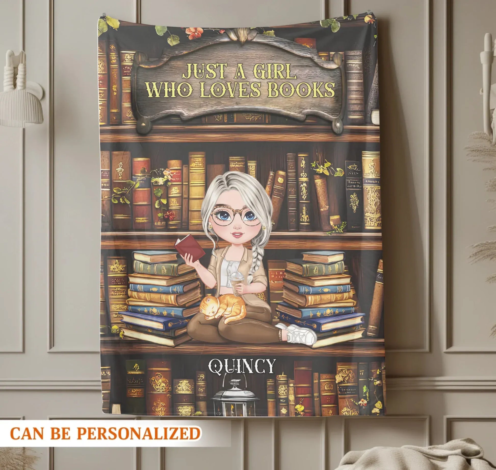 I Can’t Leave My Favorite Library - Personalized Books Lovers Custom Blanket