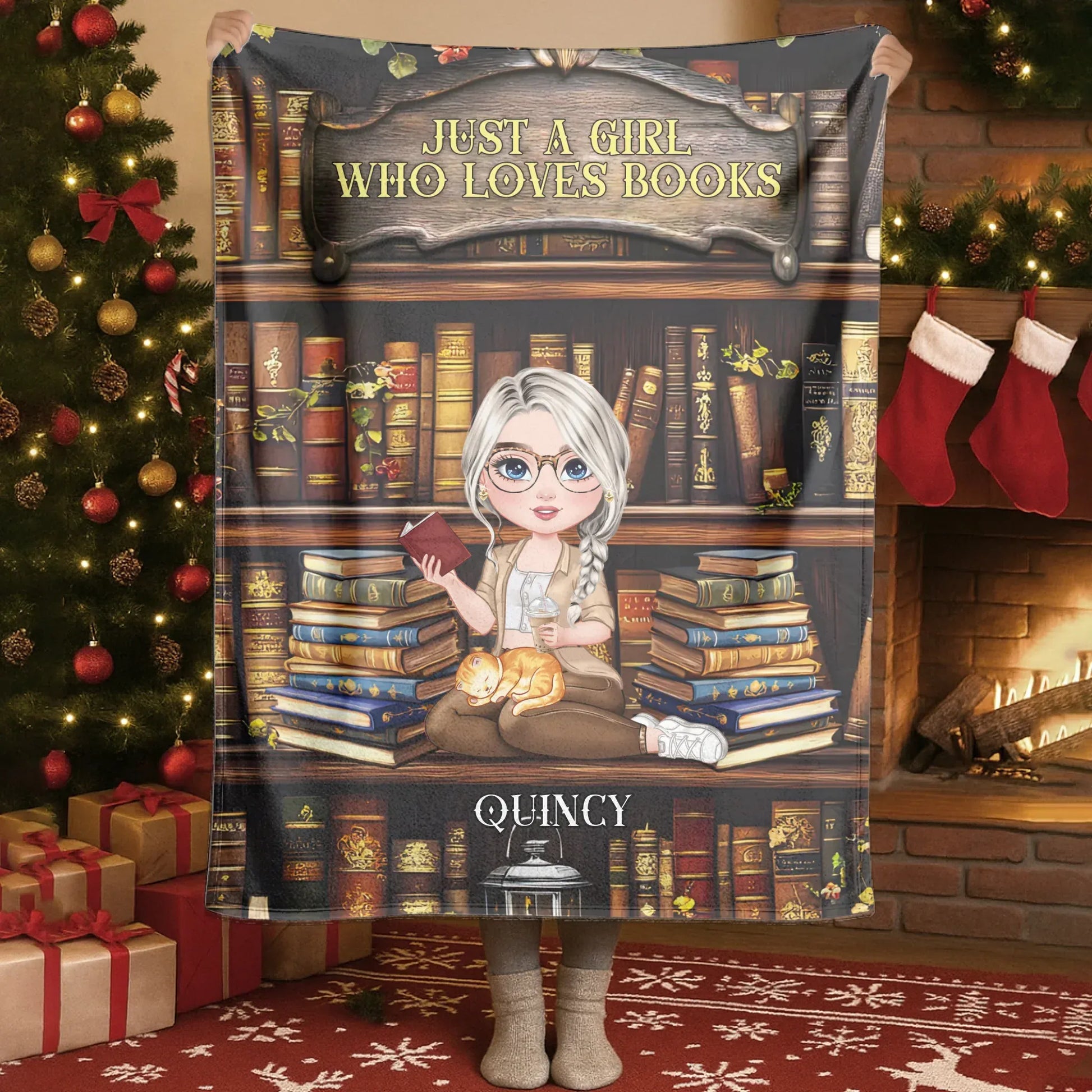 Blanket - Thanh Dang / White / 30x40in / 76x101cm I Can’t Leave My Favorite Library - Personalized Books Lovers Custom Blanket
