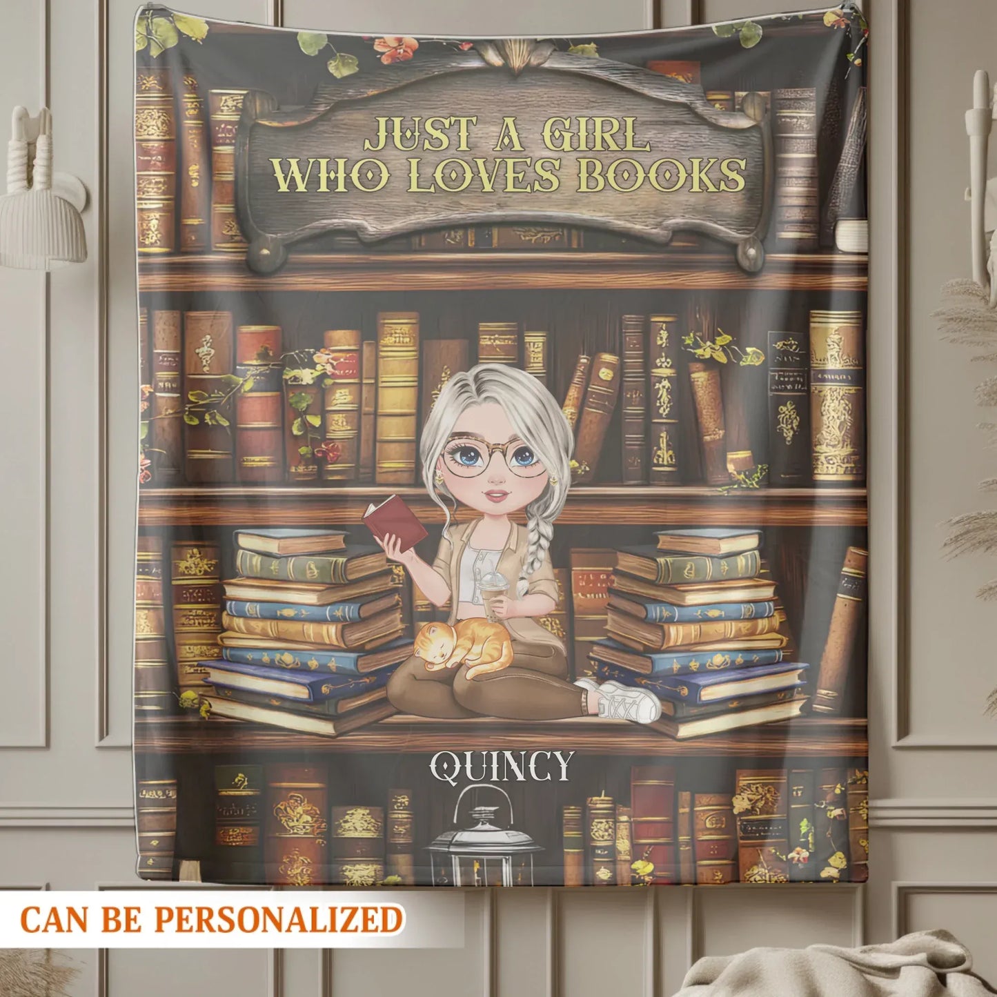 I Can’t Leave My Favorite Library - Personalized Books Lovers Custom Blanket