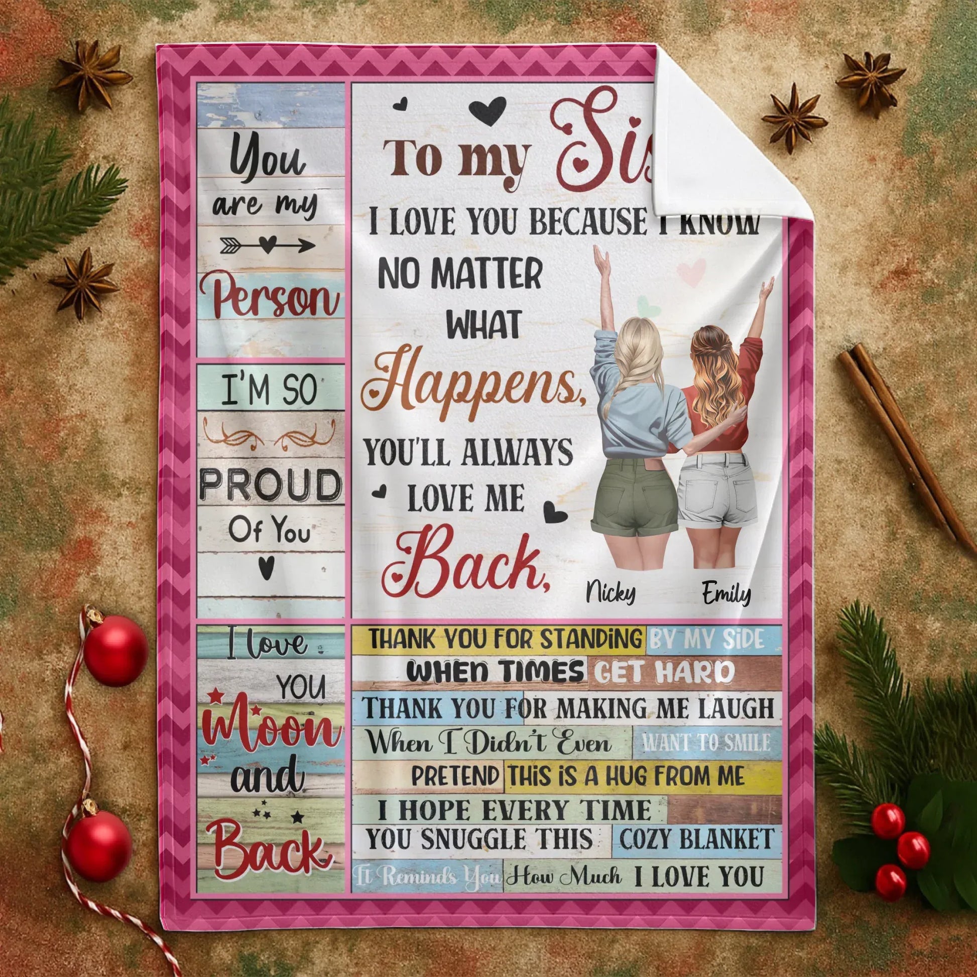 Thank You For Stading By My Side - Personalized Sisters Custom Blanket