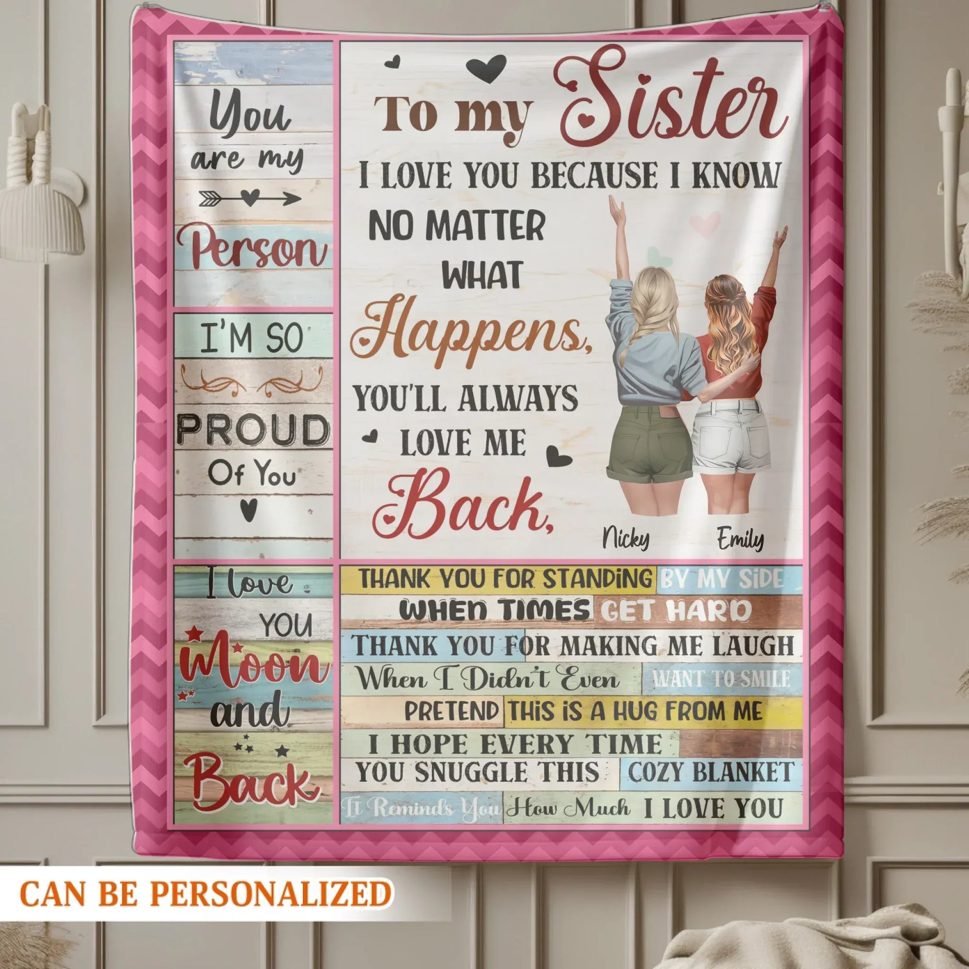 Thank You For Stading By My Side - Personalized Sisters Custom Blanket