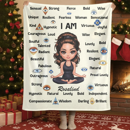 Blanket Custom KNT / White / 30x40in / 76x101cm I Am Unique Resilient Fearless - Personalized Name Self-Affirmation Blanket