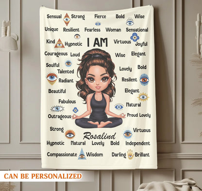 I Am Unique Resilient Fearless - Personalized Name Self-Affirmation Blanket