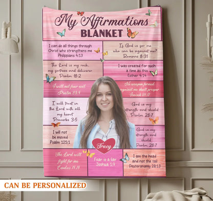 My Affirmation Blanket - Personalized Christian Bible Verse Affirmation Blanket