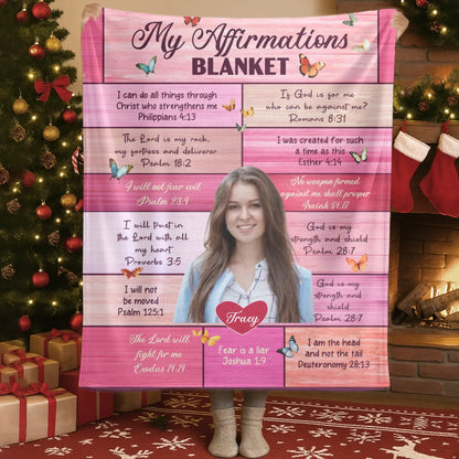 Blanket Custom KNT / White / 30x40in / 76x101cm My Affirmation Blanket - Personalized Christian Bible Verse Affirmation Blanket