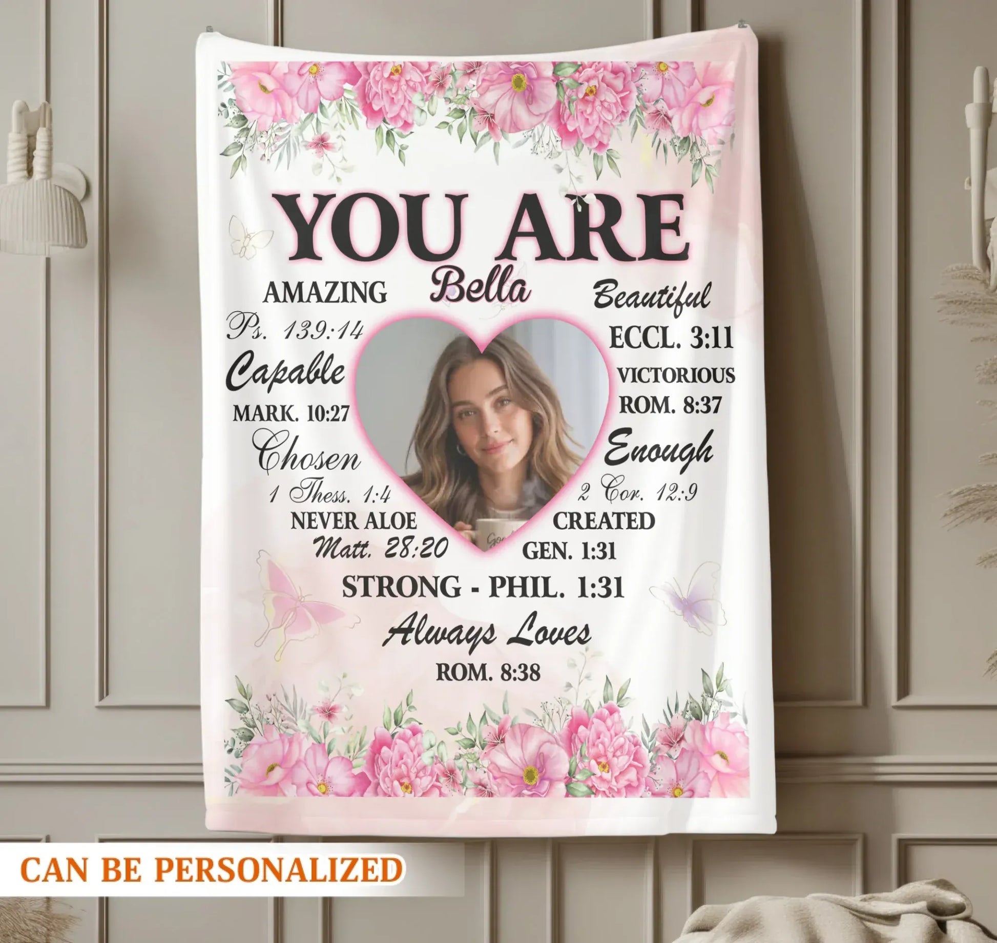 You Are Beautifully Created - Personalized Christian Affirmation Custom Blanket