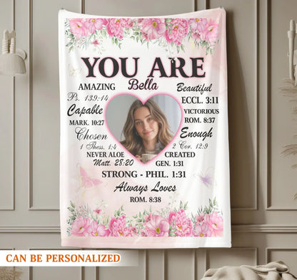 You Are Beautifully Created - Personalized Christian Affirmation Custom Blanket