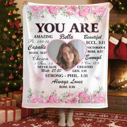 Blanket Custom KNT / White / 30x40in / 76x101cm You Are Beautifully Created - Personalized Christian Affirmation Custom Blanket