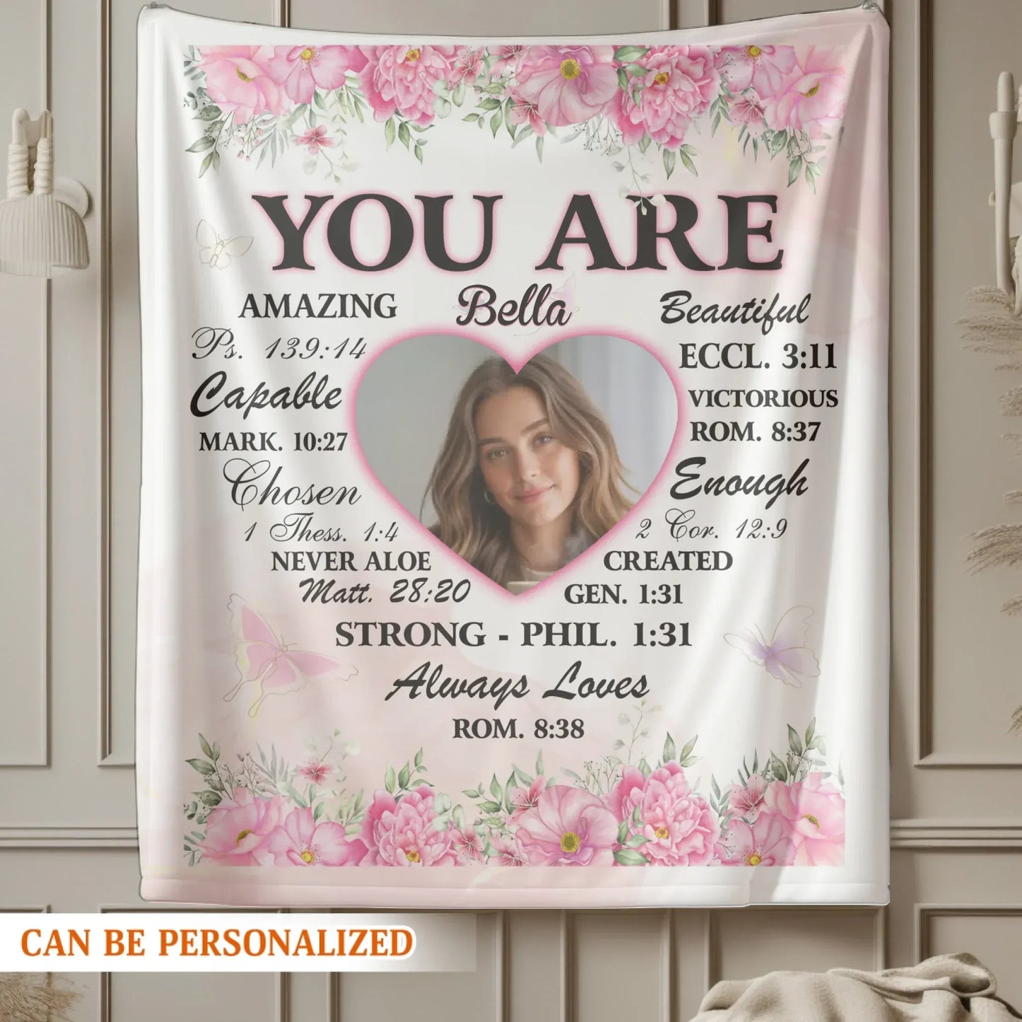 You Are Beautifully Created - Personalized Christian Affirmation Custom Blanket