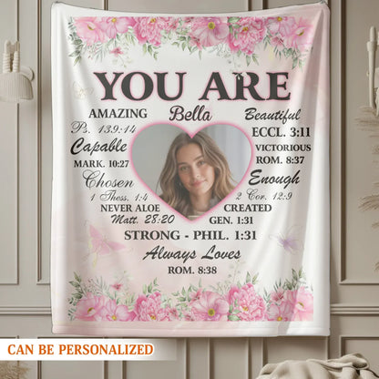 You Are Beautifully Created - Personalized Christian Affirmation Custom Blanket