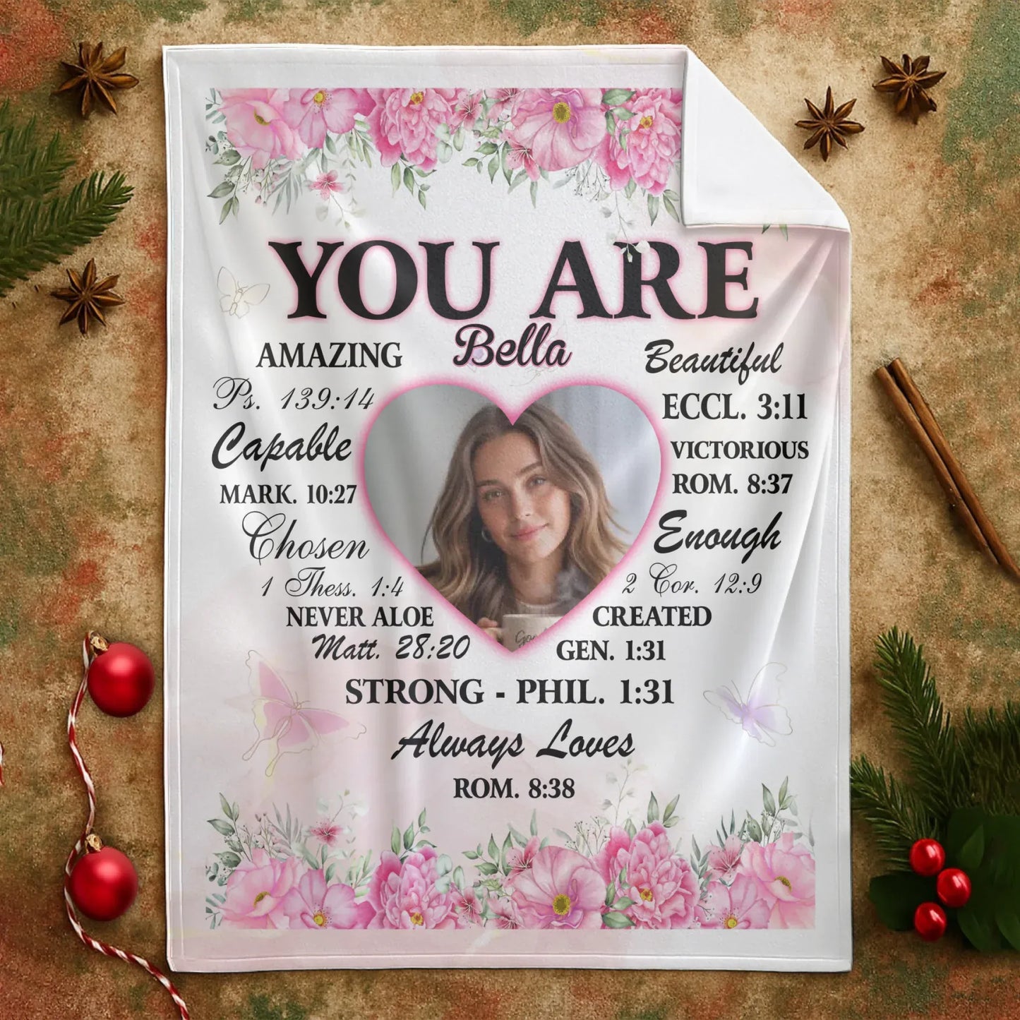 You Are Beautifully Created - Personalized Christian Affirmation Custom Blanket