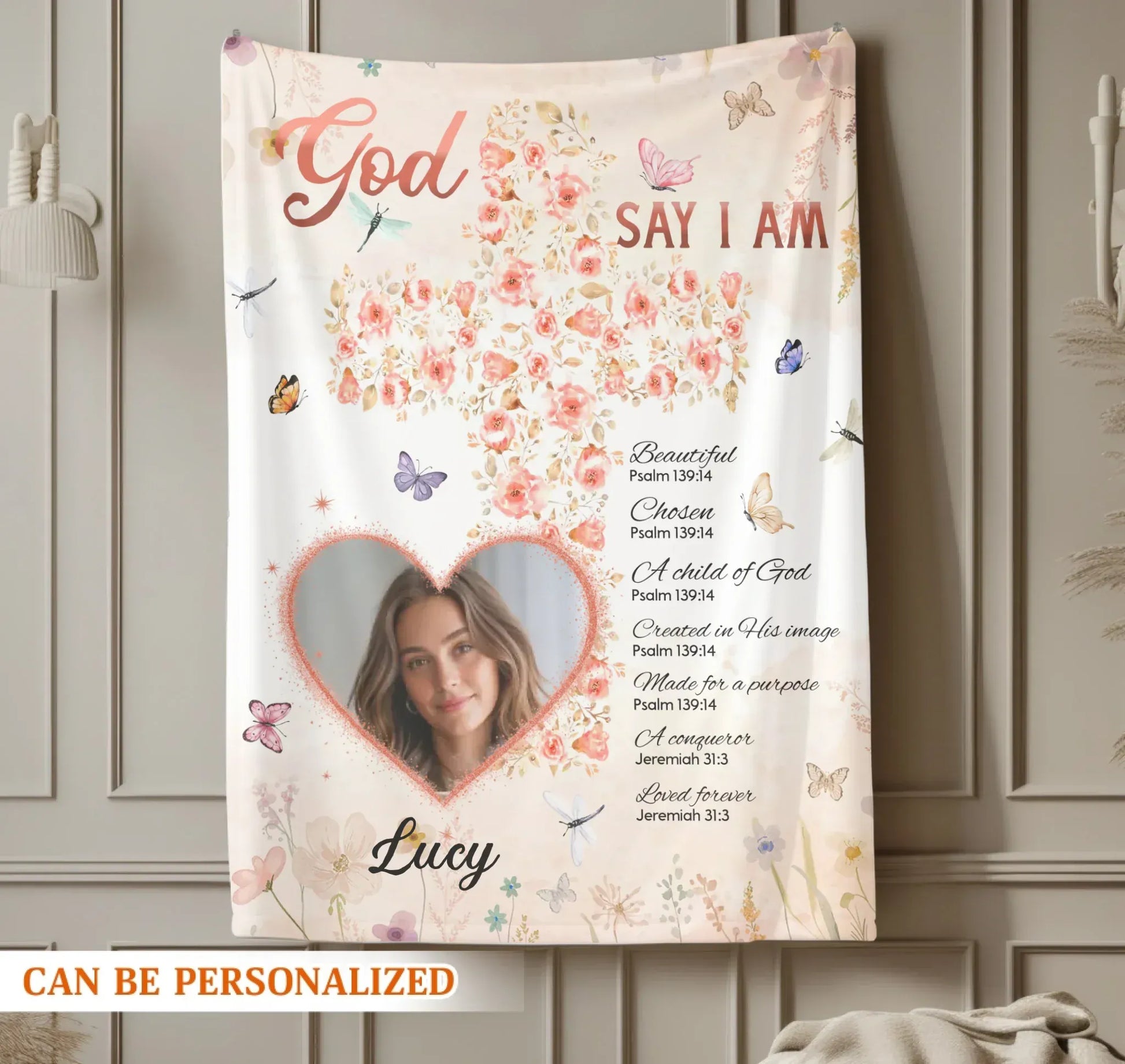 God Says I Am Loved And Chosen - Personalized Christian Bible Verse Custom Blanket