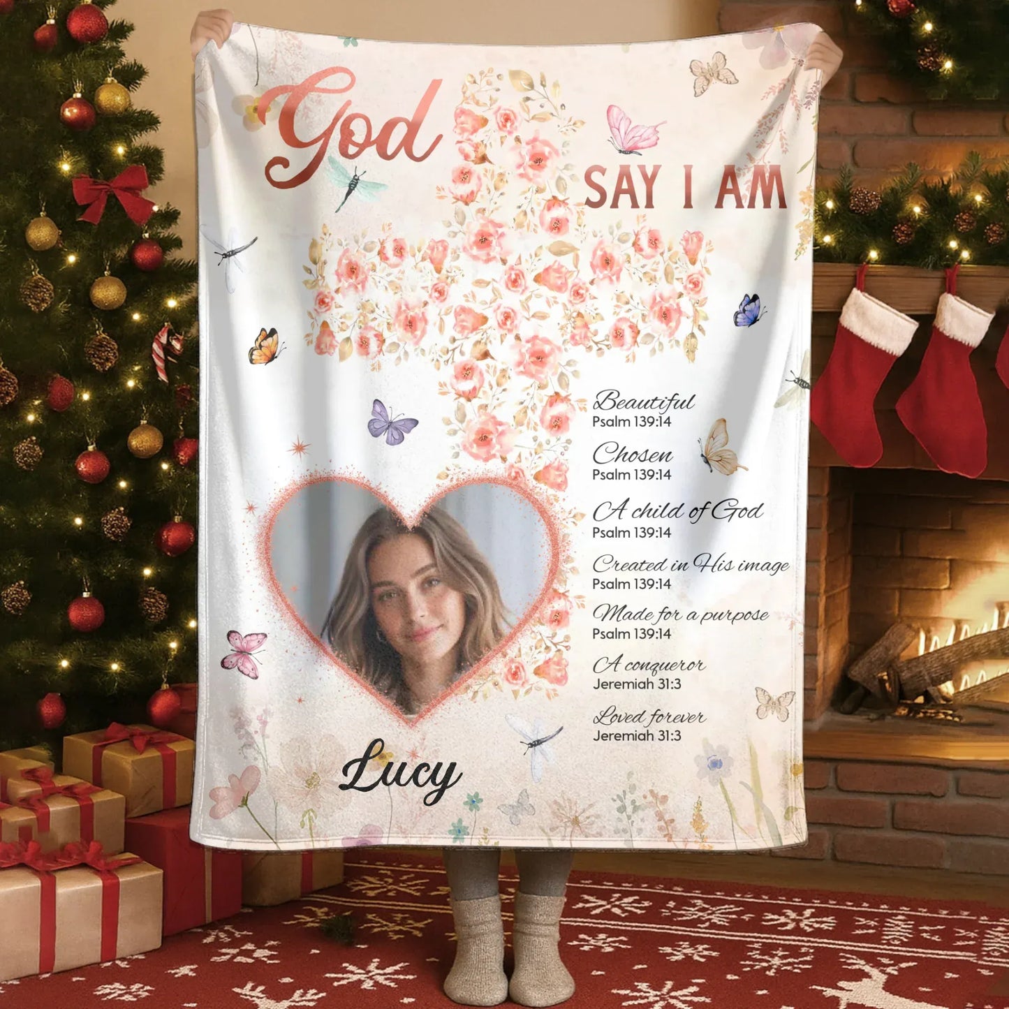 God Says I Am Loved And Chosen - Personalized Christian Bible Verse Custom Blanket