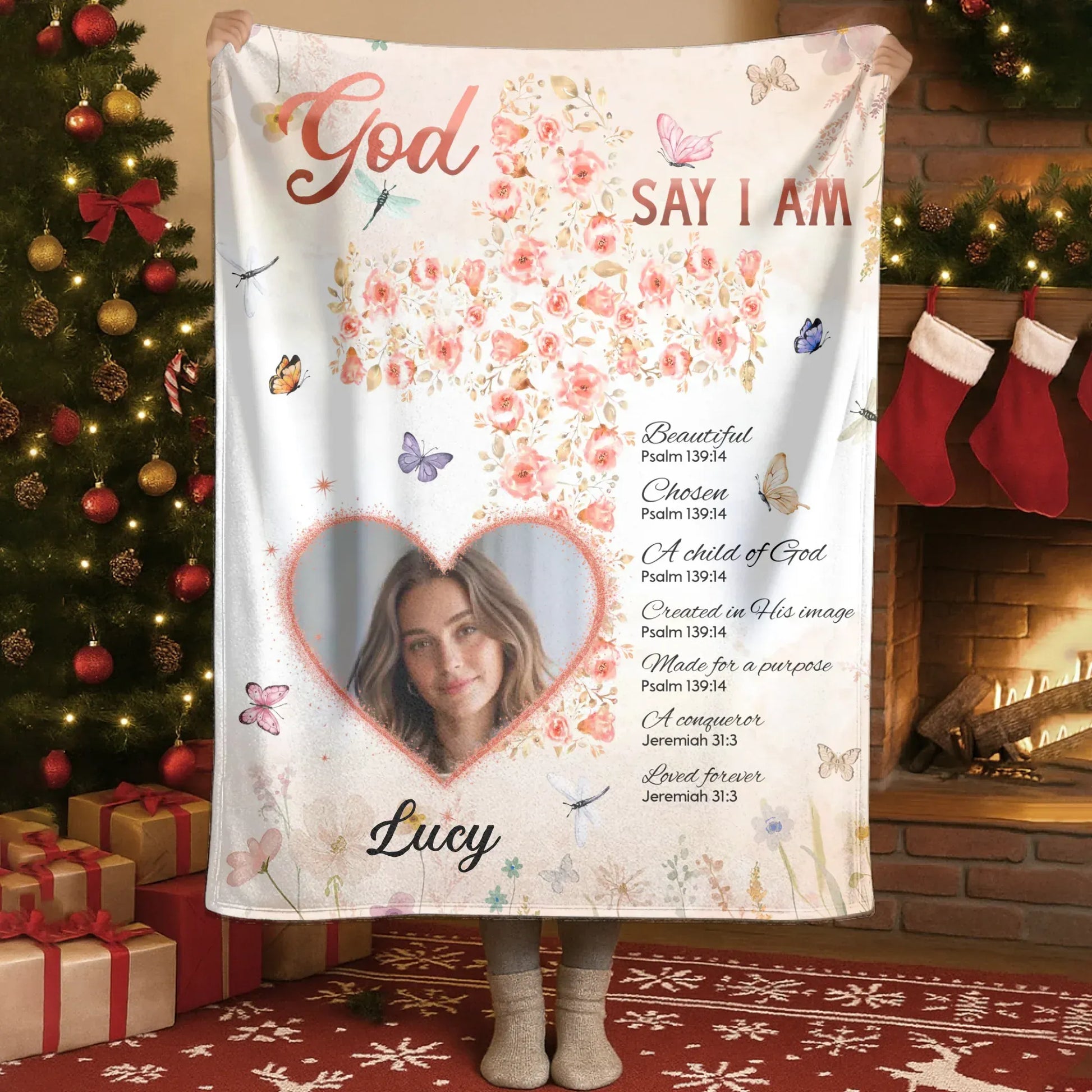 God Says I Am Loved And Chosen - Personalized Christian Bible Verse Custom Blanket