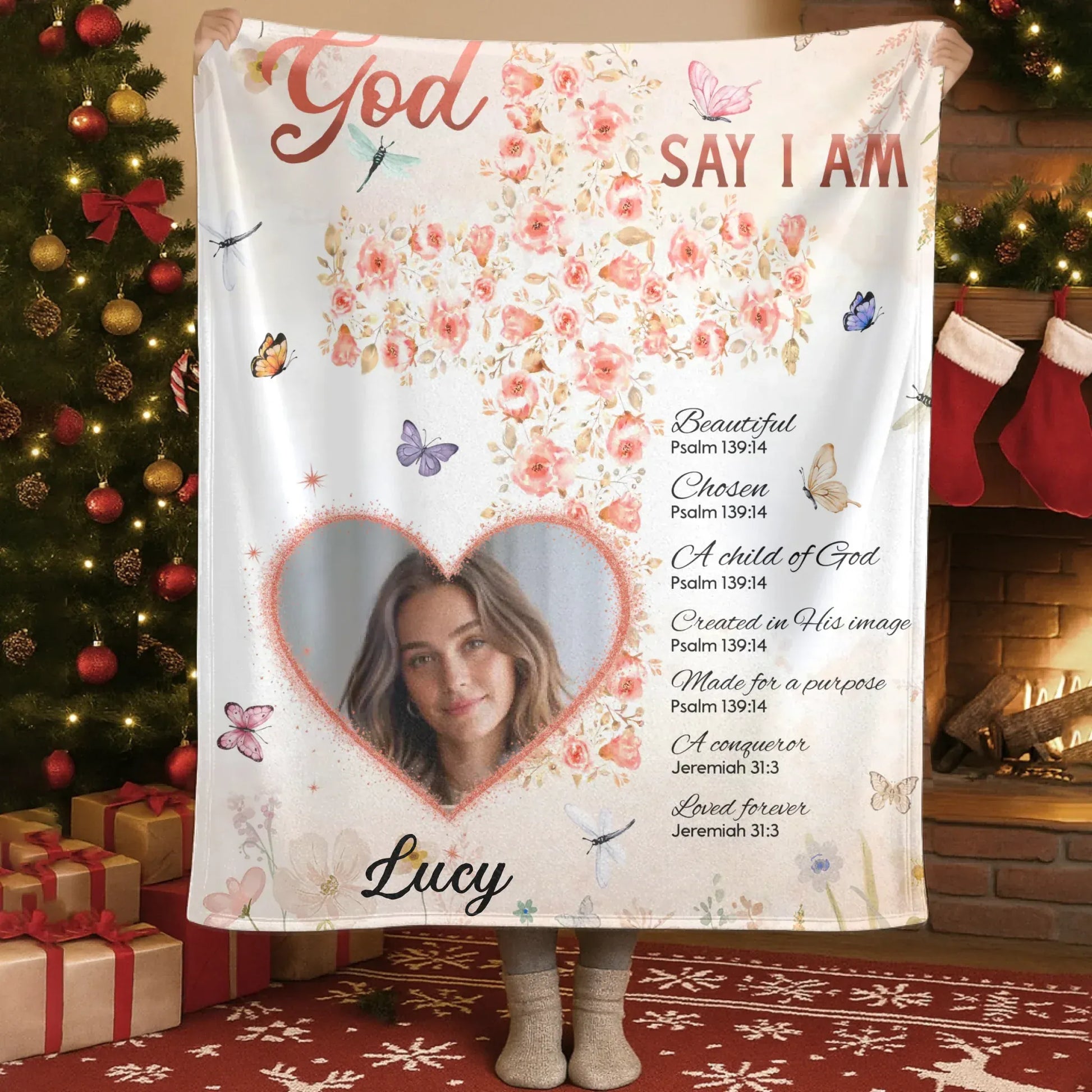 Blanket Custom KNT / White / 30x40in / 76x101cm God Says I Am Loved And Chosen - Personalized Christian Bible Verse Custom Blanket