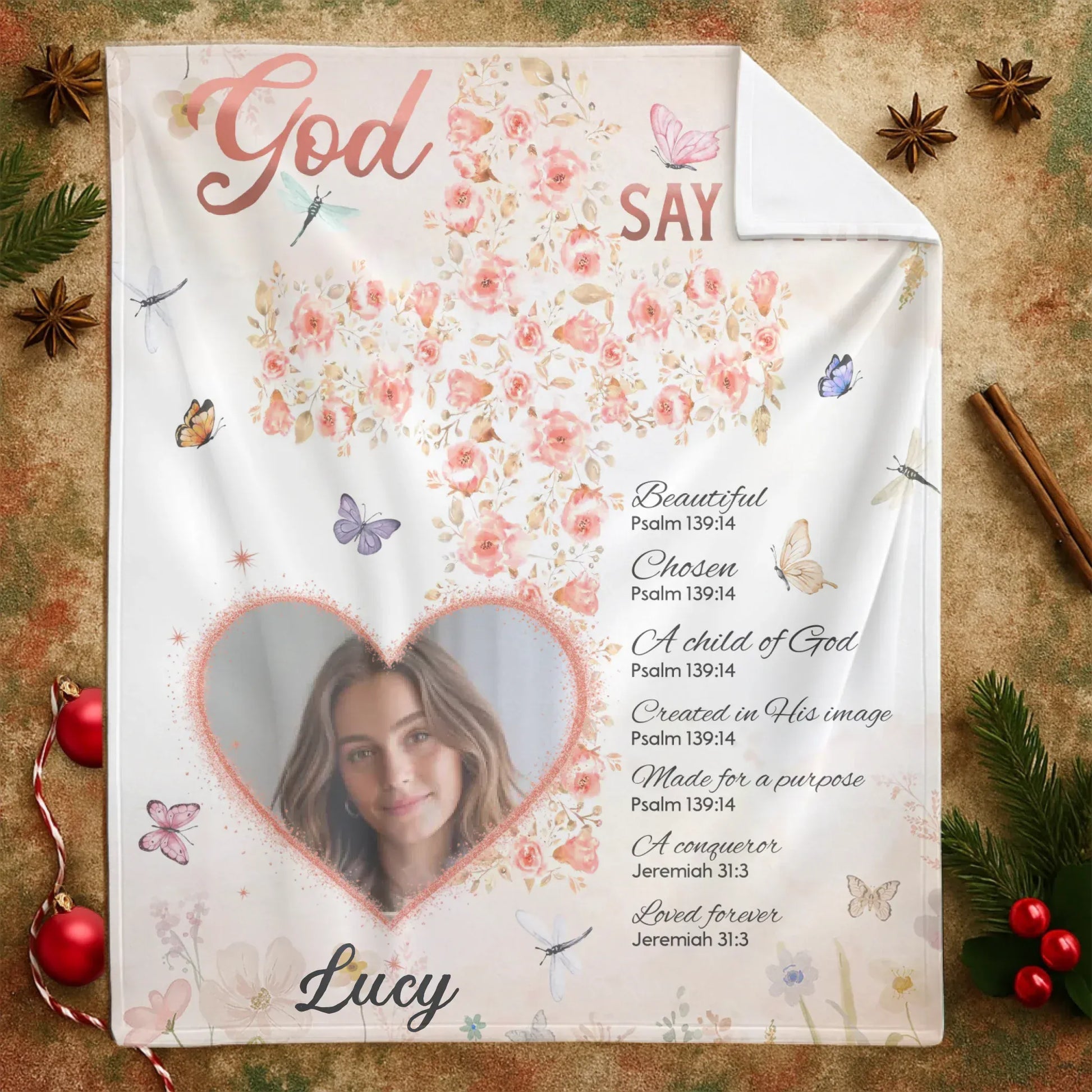 God Says I Am Loved And Chosen - Personalized Christian Bible Verse Custom Blanket