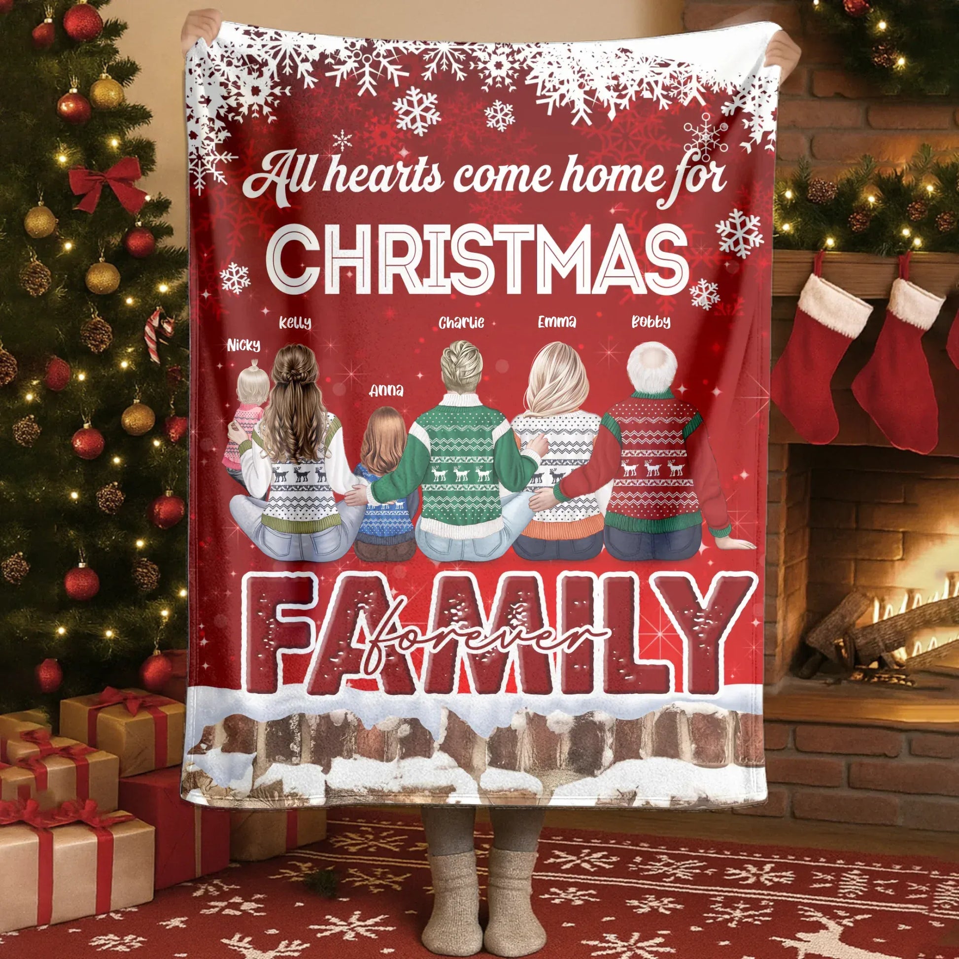 Blanket - Thanh Dang / White / 30x40in / 76x101cm All Hearts Come For Christmas - Personalized Family Custom Blanket
