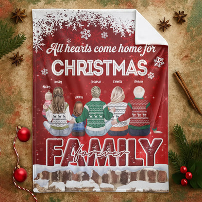 All Hearts Come For Christmas - Personalized Family Custom Blanket