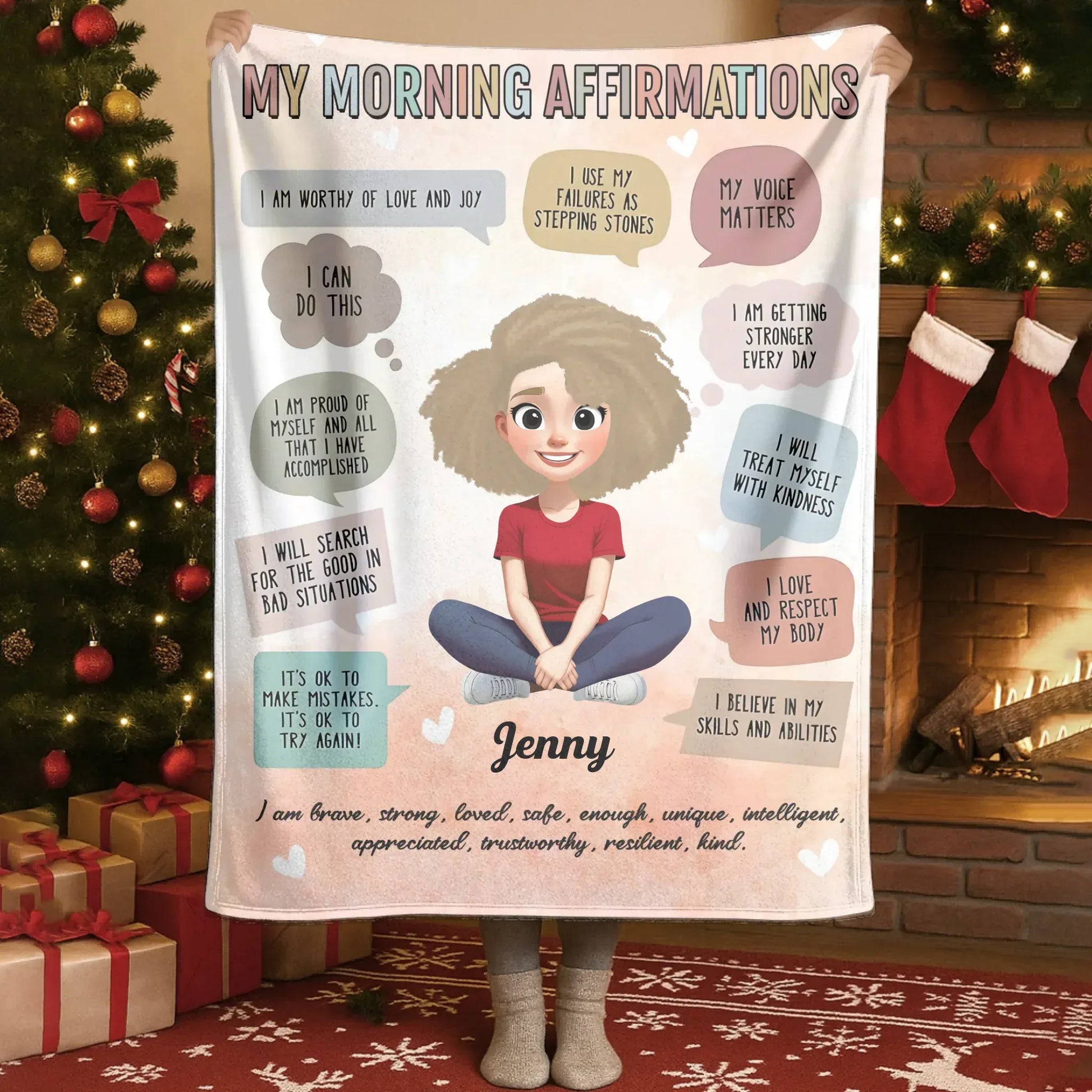 Blanket - Thanh Dang / White / 30x40in / 76x101cm My Morning Affirmations - Personalized Girl Of The New Era Custom Blanket