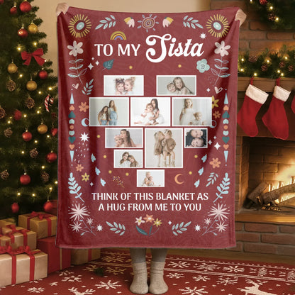 Blanket - Thanh Dang / White / 30x40in / 76x101cm Think Of This Blanket As A Hug Form Me To You - Personalized Besties And Family Multi Photo Custom Blanket