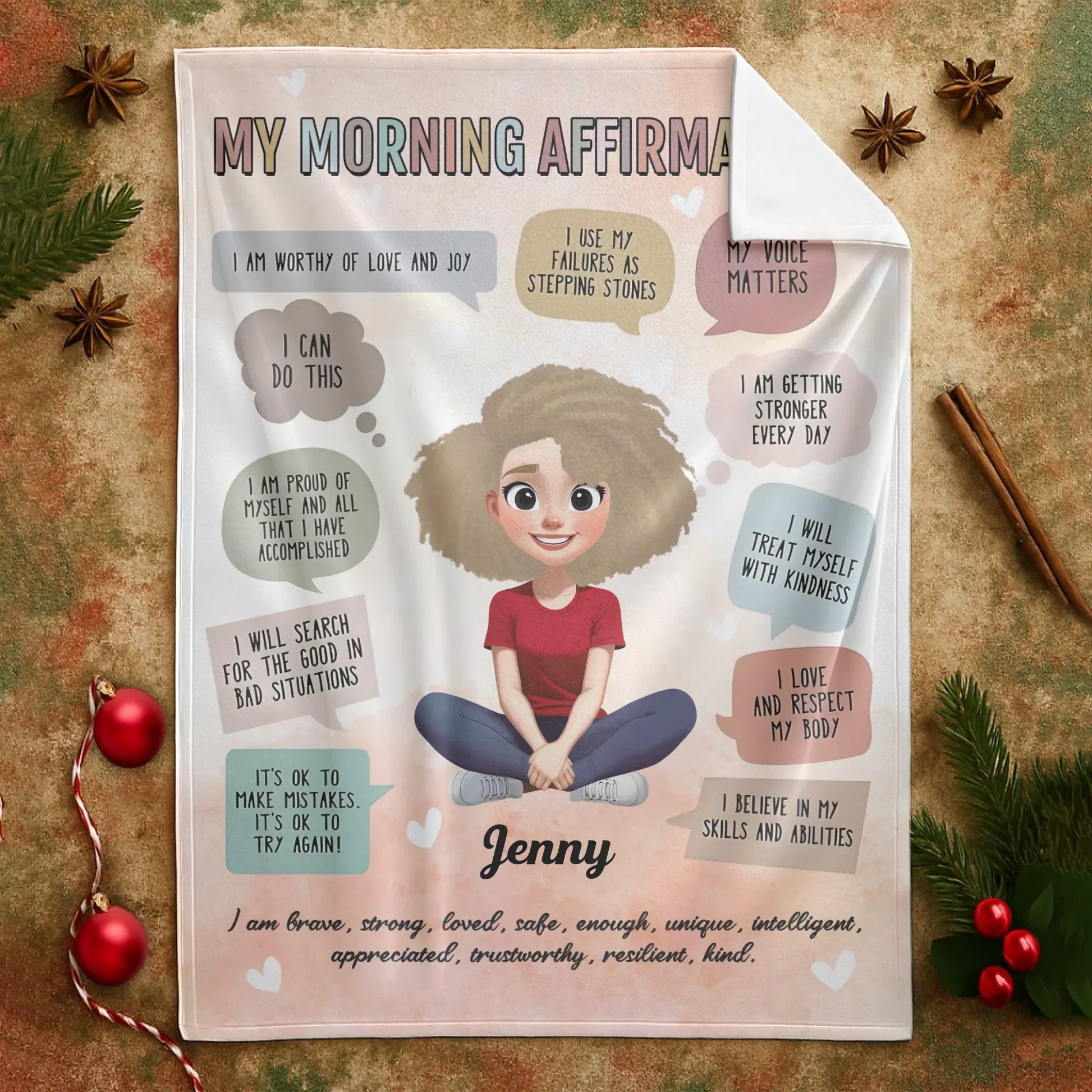 My Morning Affirmations - Personalized Girl Of The New Era Custom Blanket