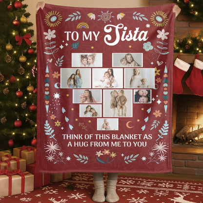 Think Of This Blanket As A Hug Form Me To You - Personalized Besties And Family Multi Photo Custom Blanket