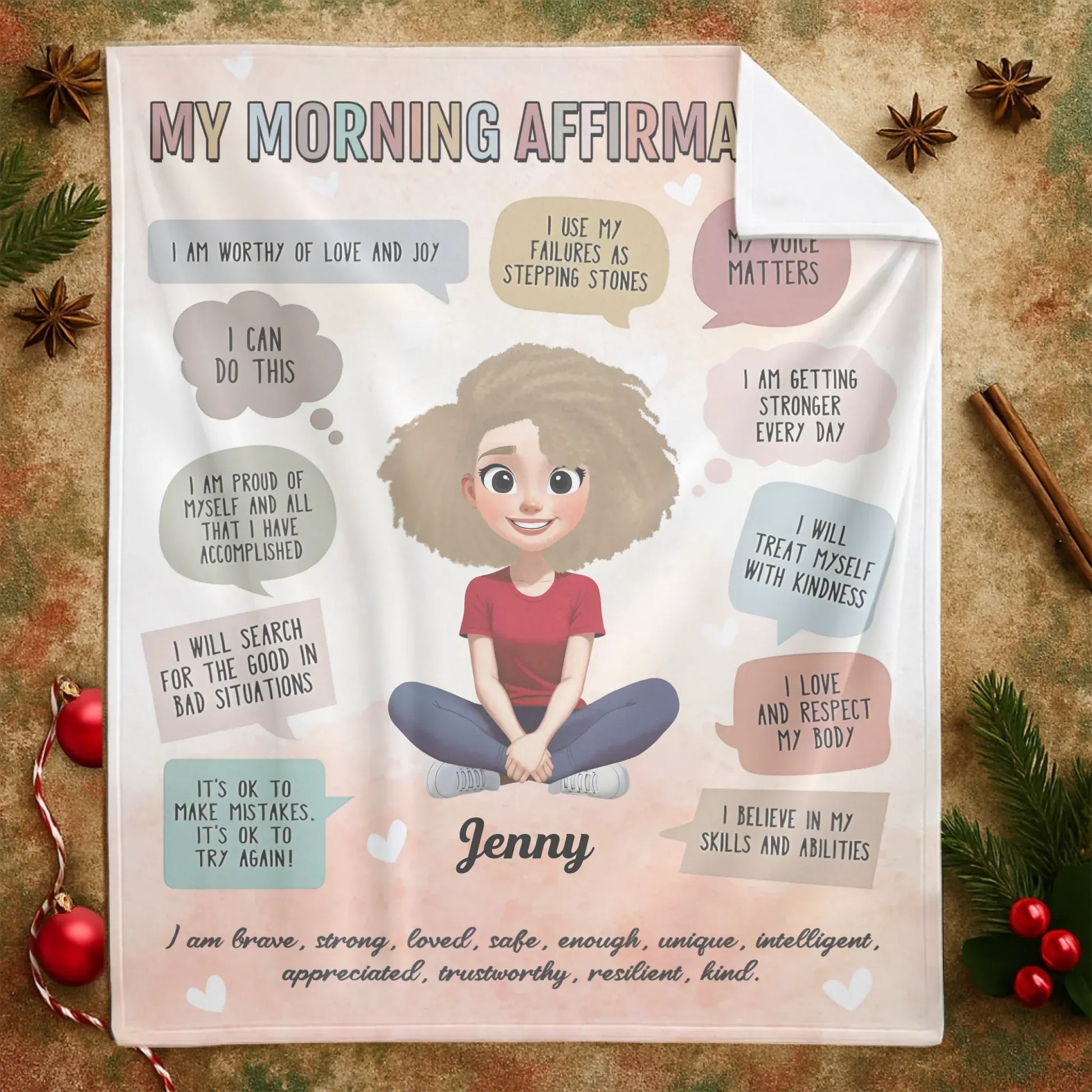 My Morning Affirmations - Personalized Girl Of The New Era Custom Blanket