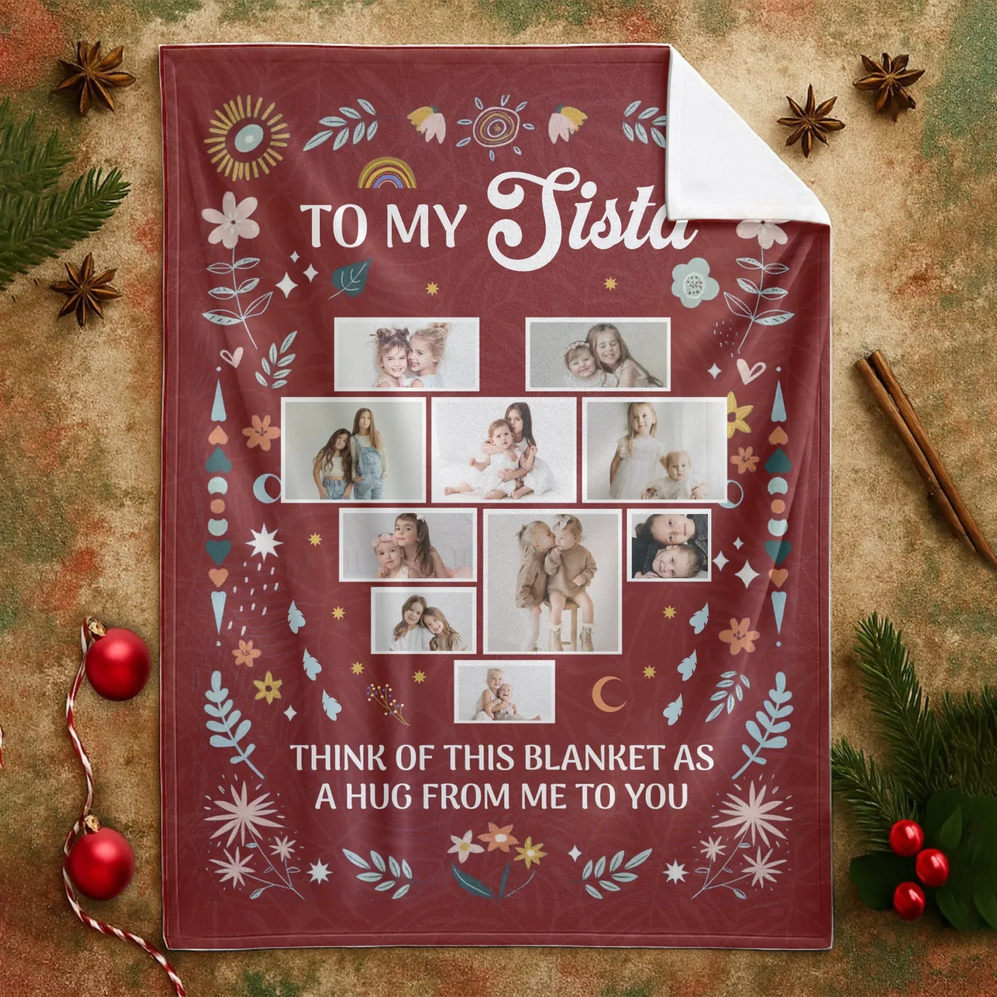 Think Of This Blanket As A Hug Form Me To You - Personalized Besties And Family Multi Photo Custom Blanket