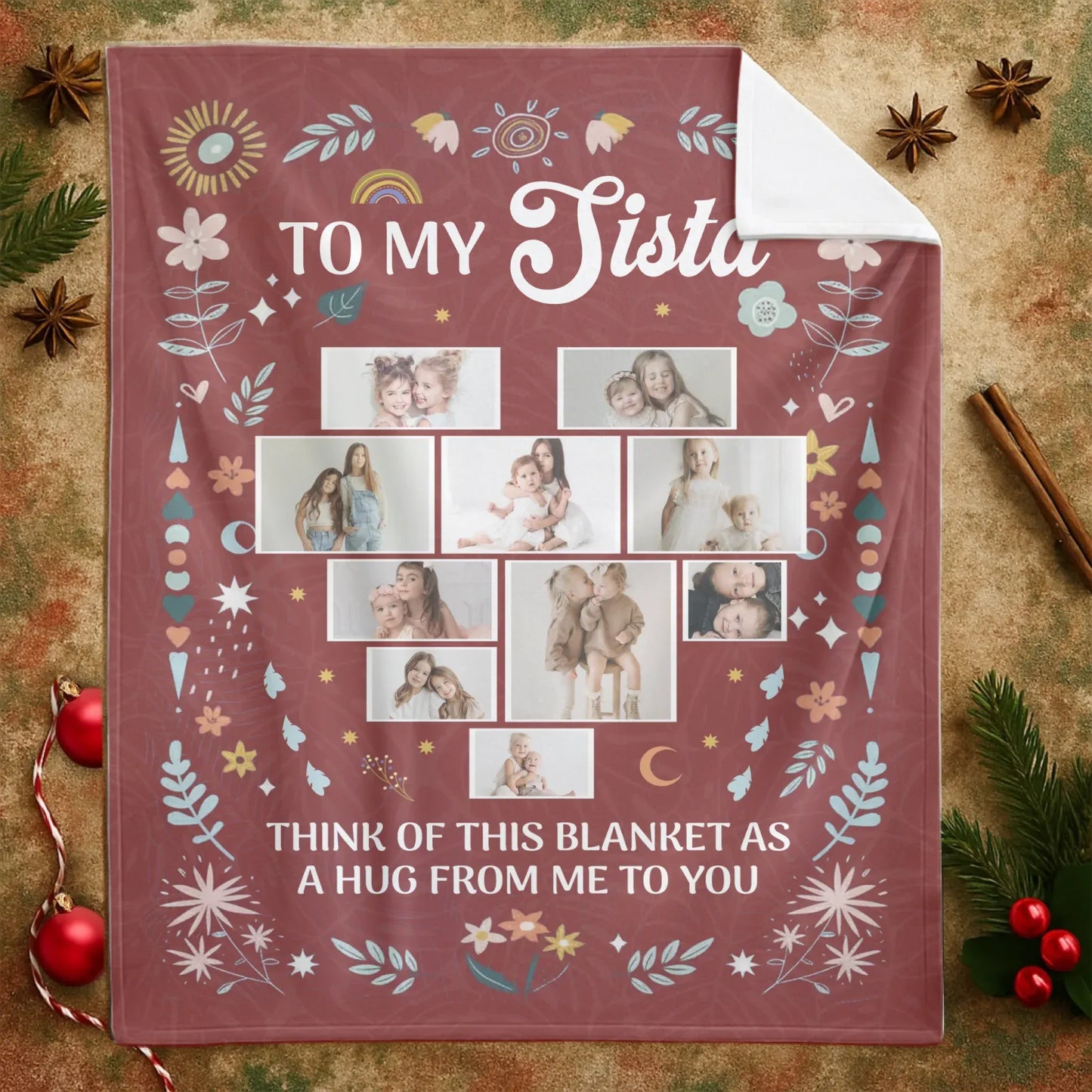Think Of This Blanket As A Hug Form Me To You - Personalized Besties And Family Multi Photo Custom Blanket
