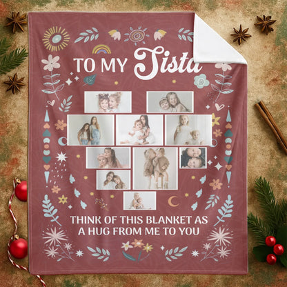 Think Of This Blanket As A Hug Form Me To You - Personalized Besties And Family Multi Photo Custom Blanket