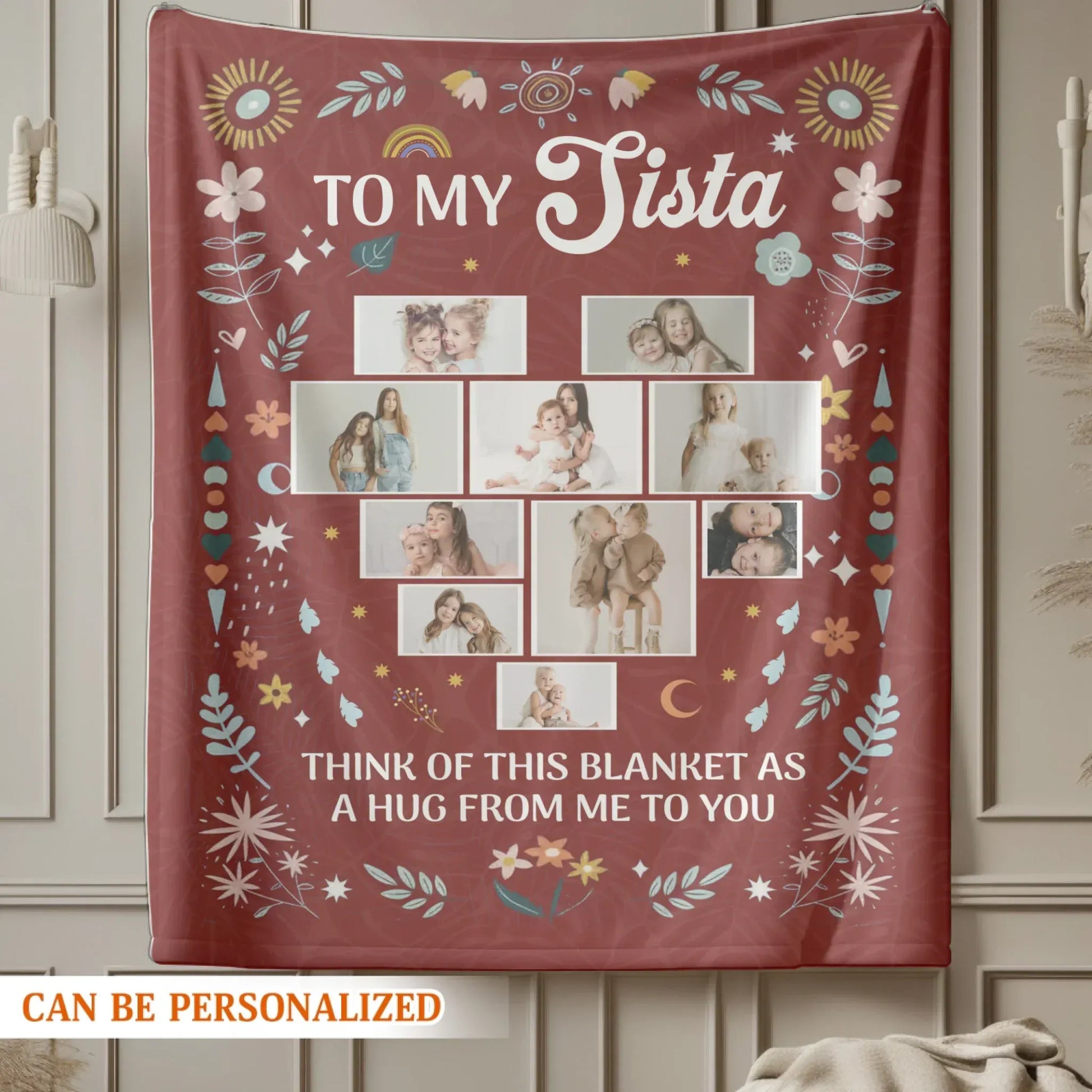 Think Of This Blanket As A Hug Form Me To You - Personalized Besties And Family Multi Photo Custom Blanket