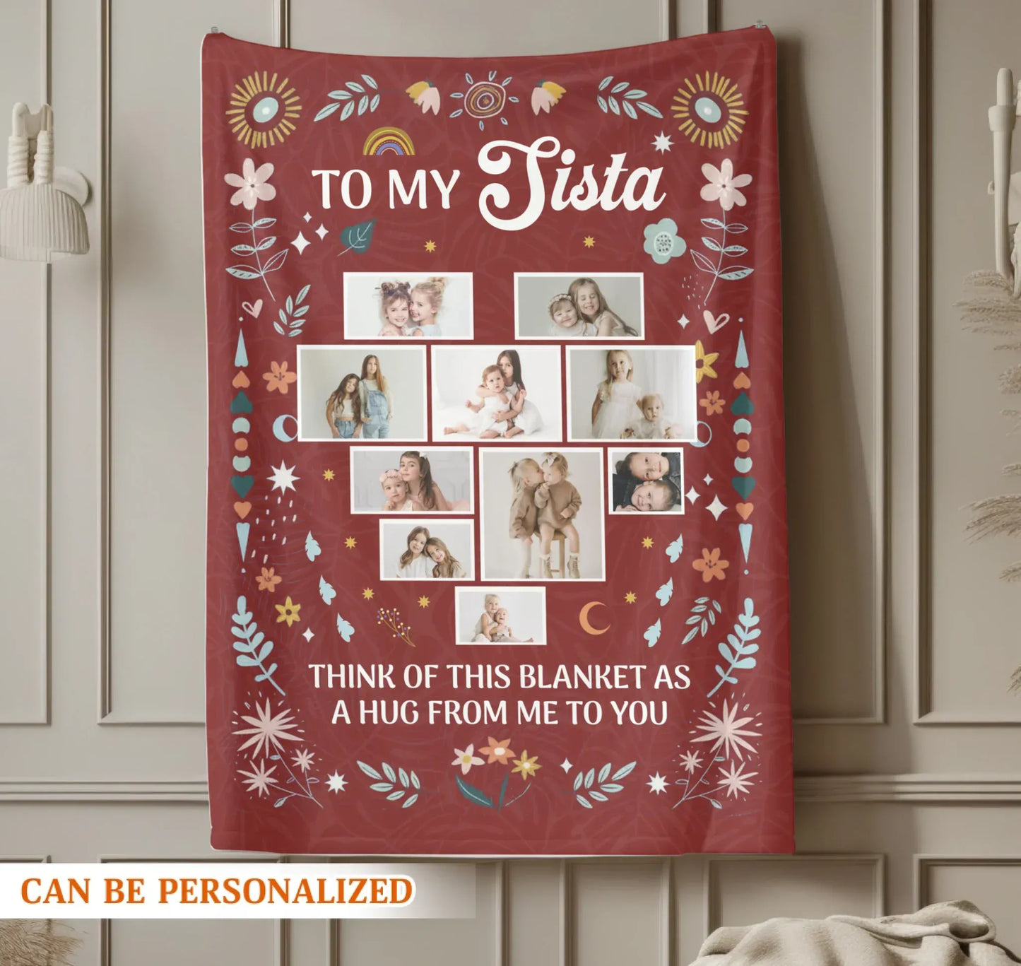 Think Of This Blanket As A Hug Form Me To You - Personalized Besties And Family Multi Photo Custom Blanket