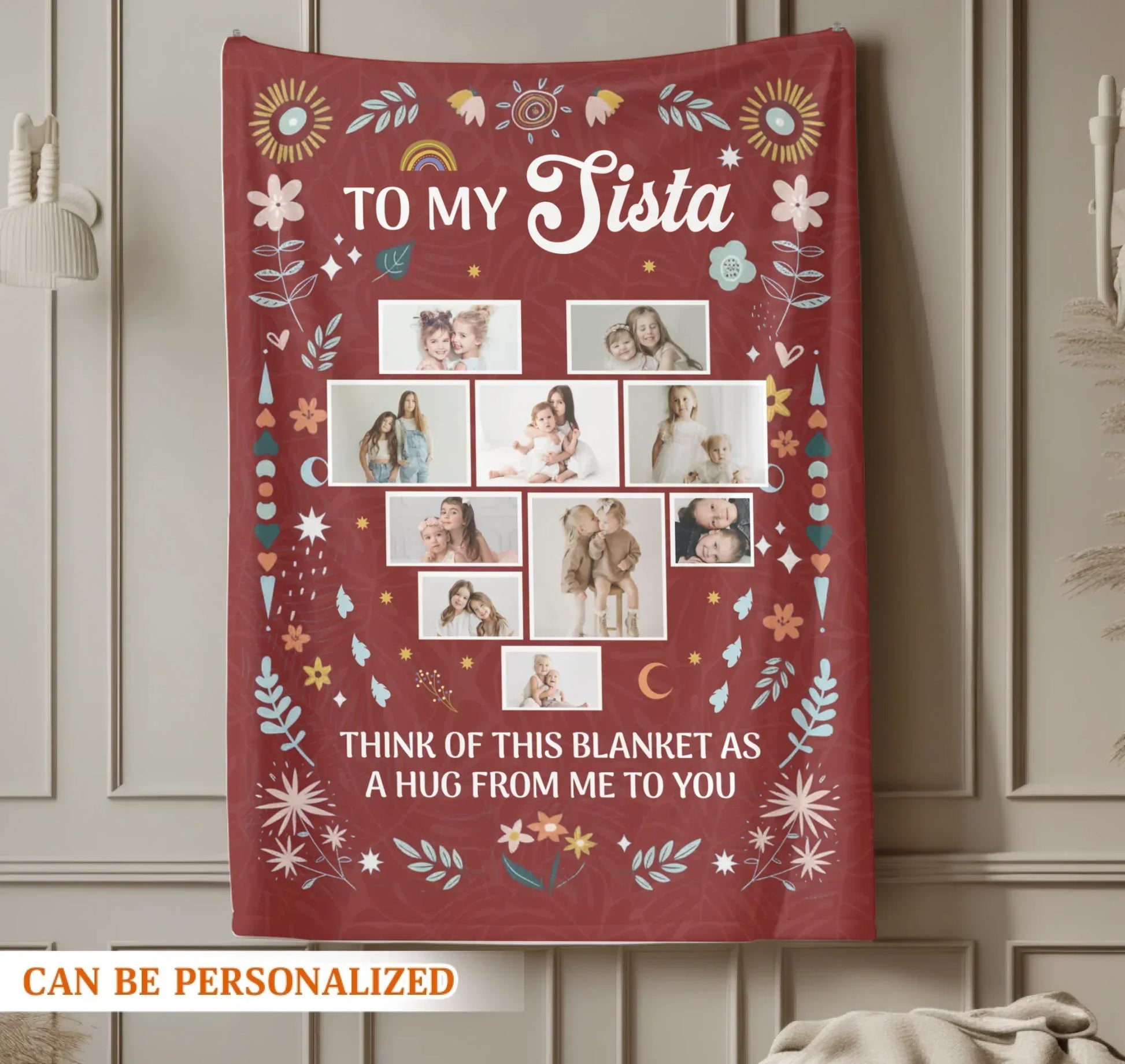 Think Of This Blanket As A Hug Form Me To You - Personalized Besties And Family Multi Photo Custom Blanket